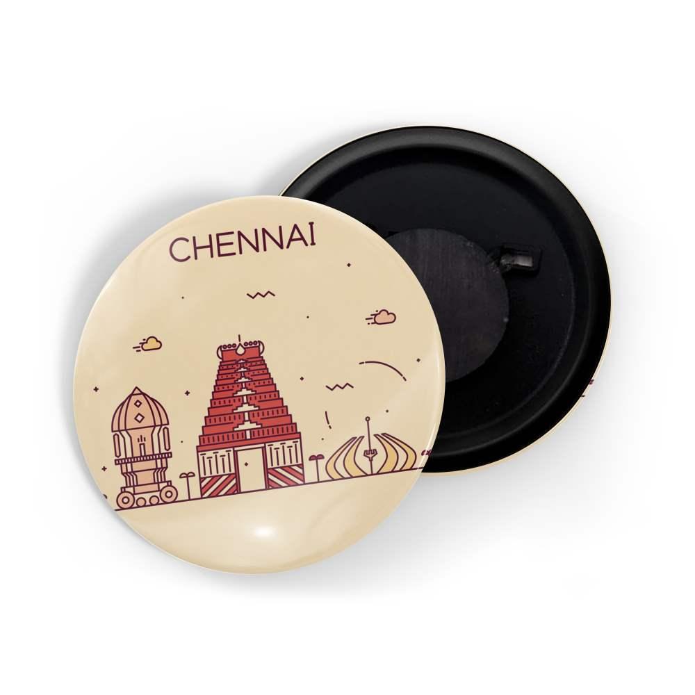 dhcrafts Fridge Magnet Brown Color Chennai Glossy Finish Design Pack of 1